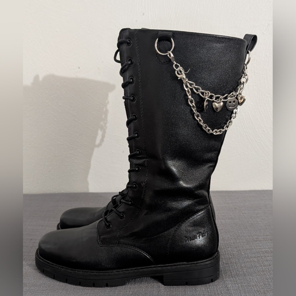 Dream Pairs knee high boots w/ removable charm chains, girls 5Y